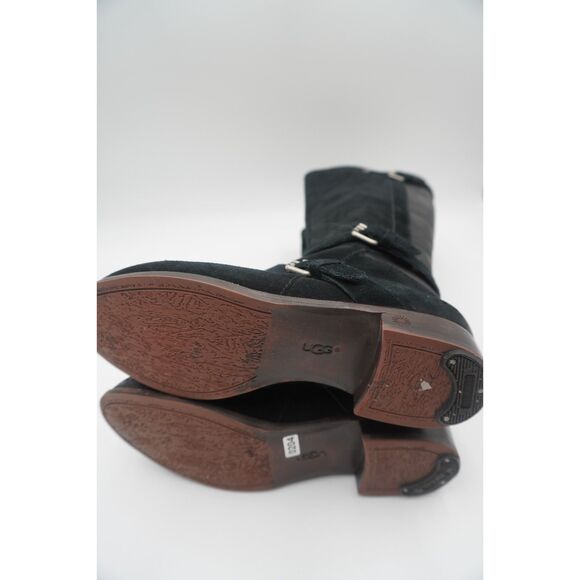 Ugg Cydnee Boots Size 7 Leather Knee High Buckle Sheepskin Shearling 1001876 - Picture 5 of 10